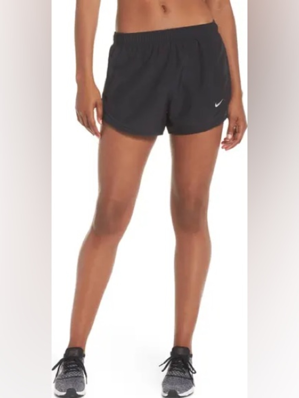 Nike Women’s Black Athletic Running Shorts with White Swoosh